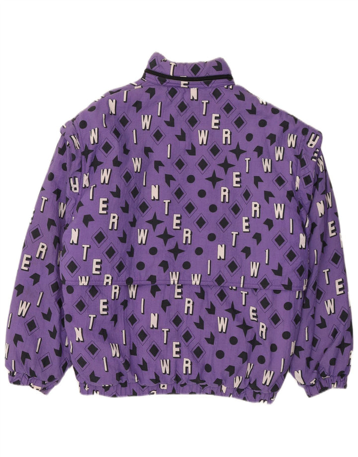 vintage Mens Bomber Jacket UK 40 Grand Violet Géométrique