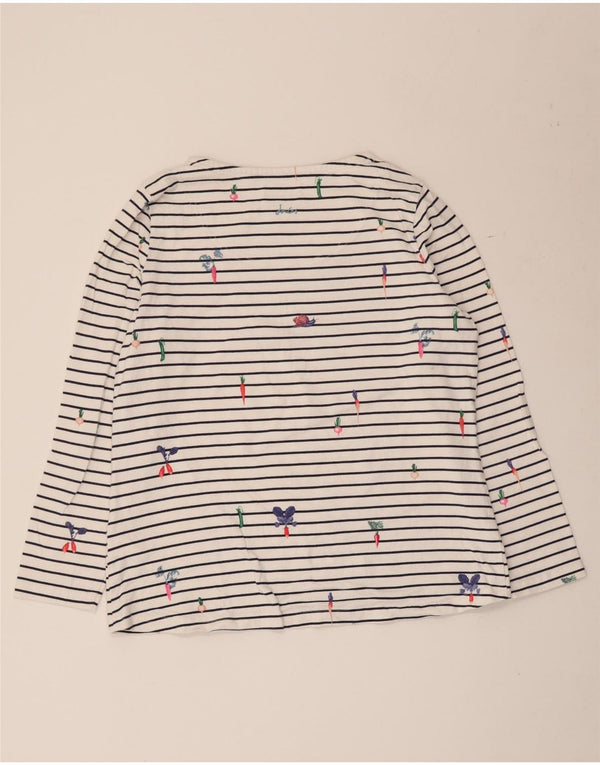 Joules Haut à manches longues pour femme UK 46 Large Blanc Rayé Coton