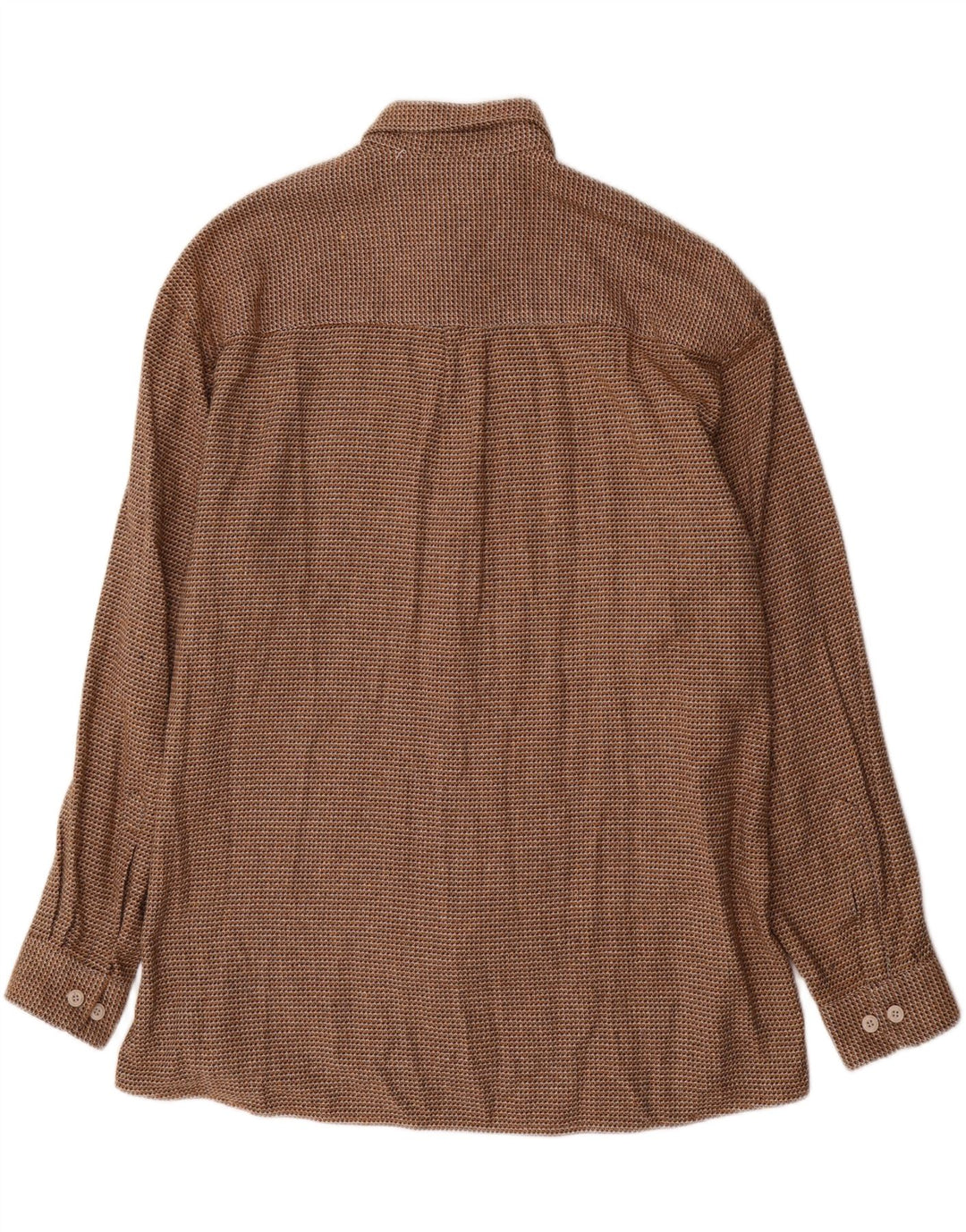 vintage Chemise Homme Taille 43 XL Marron Pied-de-poule Coton