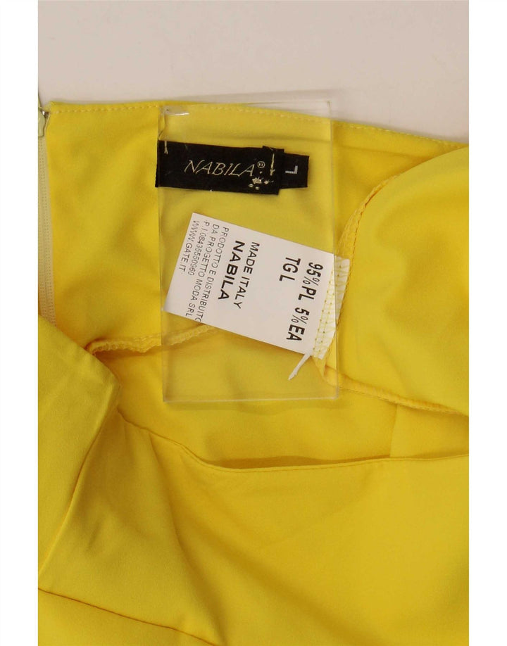 Nabila Femme Mini Jupe Large W32 Jaune Polyester