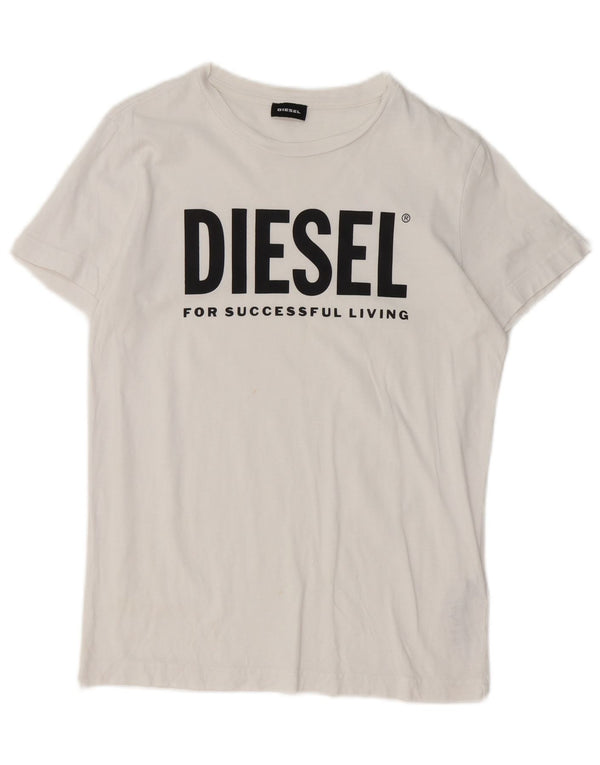 Diesel Mens Graphic T-Shirt Top XS White Cotton