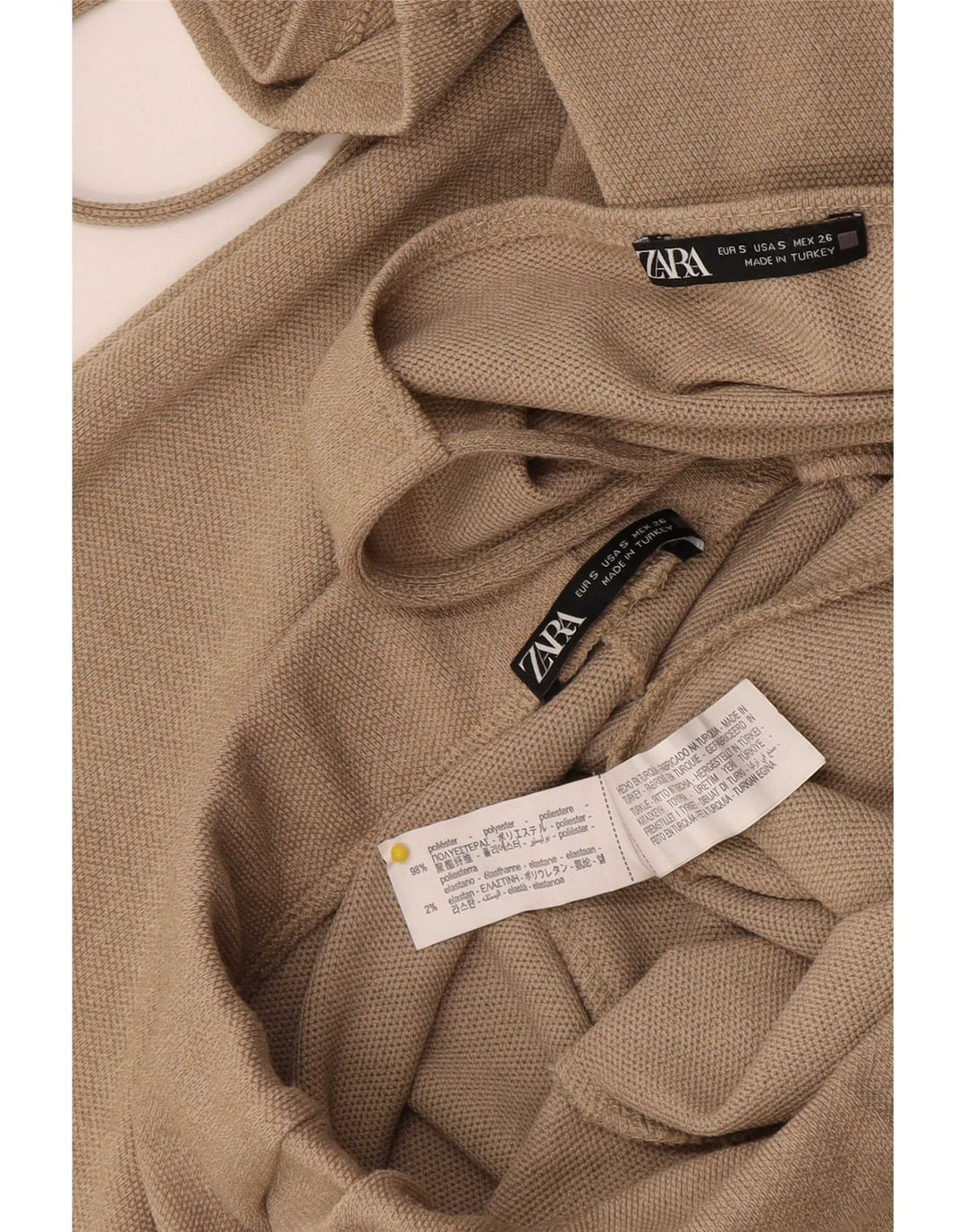 Zara Ensemble 2 pièces pour femme UK 8 Small W28 L28 Beige Polyester