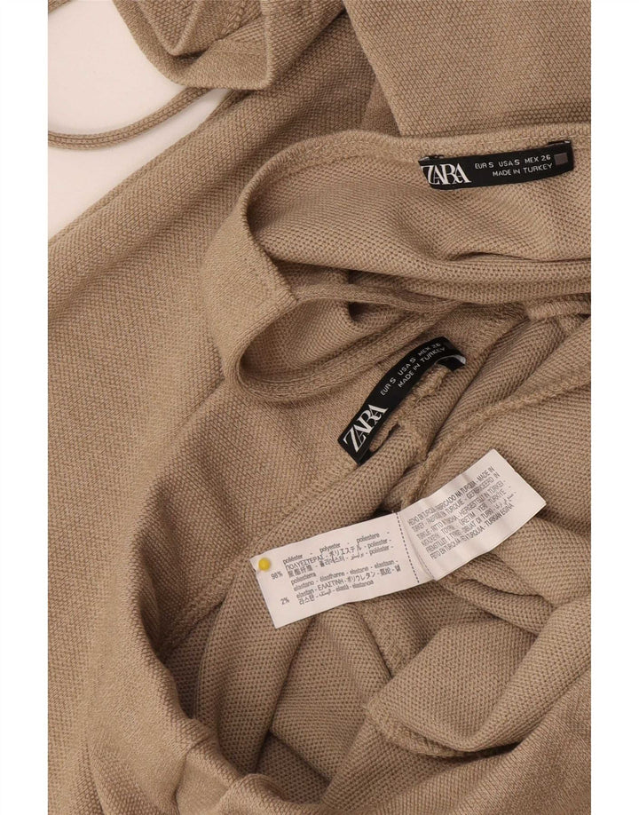 Zara Ensemble 2 pièces pour femme UK 8 Small W28 L28 Beige Polyester