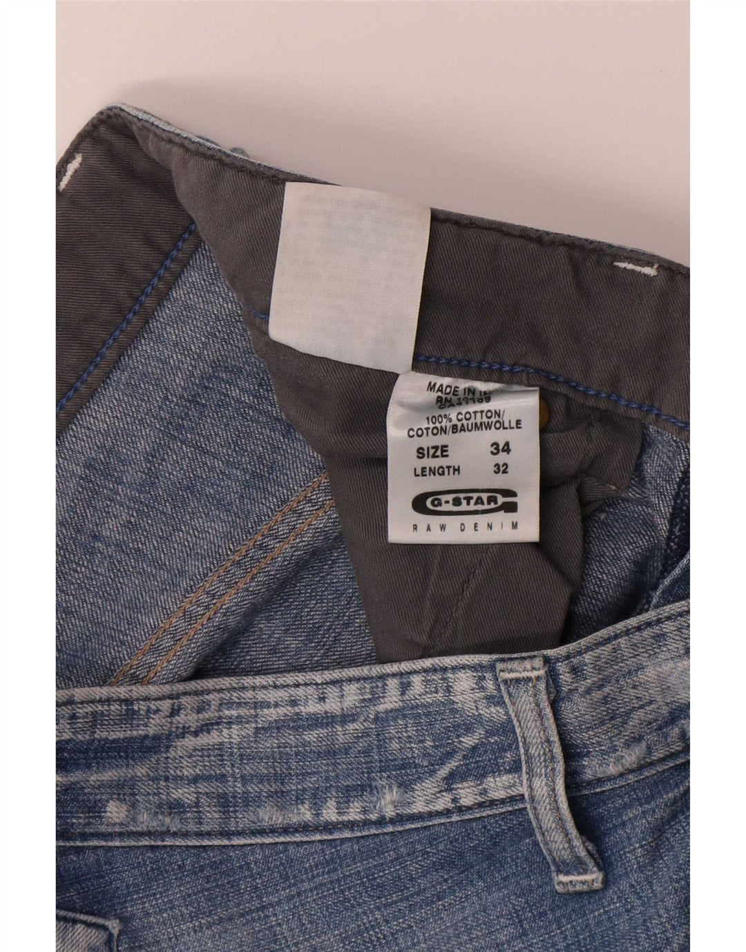 G-Star Jean Cargo Droit Homme W34 L32 Bleu Coton