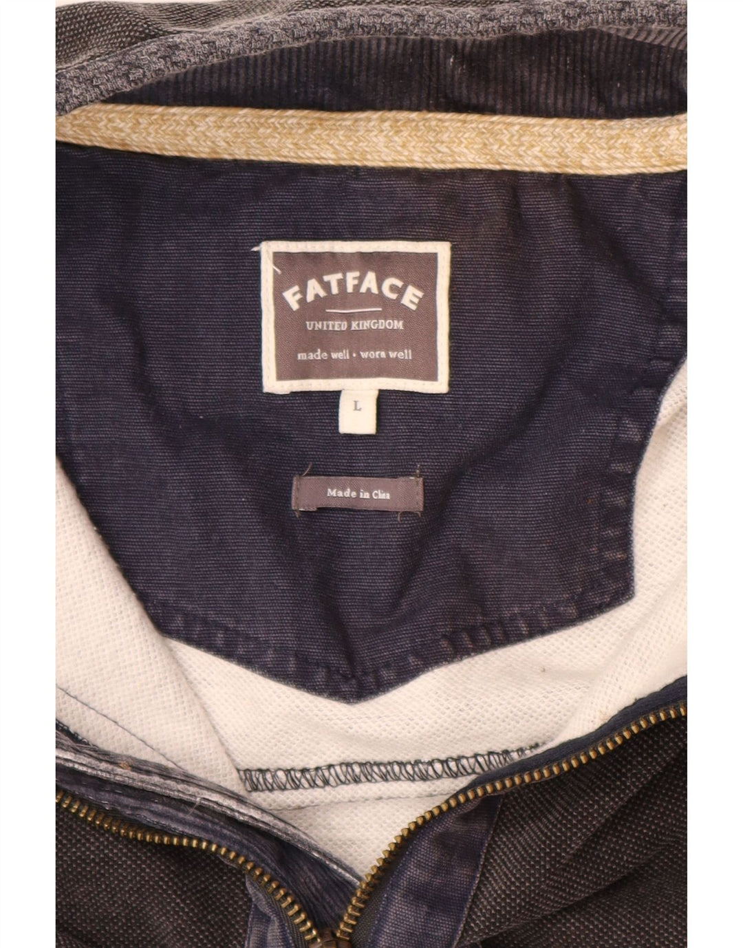 Fat Face Sweat-shirt à col zippé pour homme en coton gris Taille L