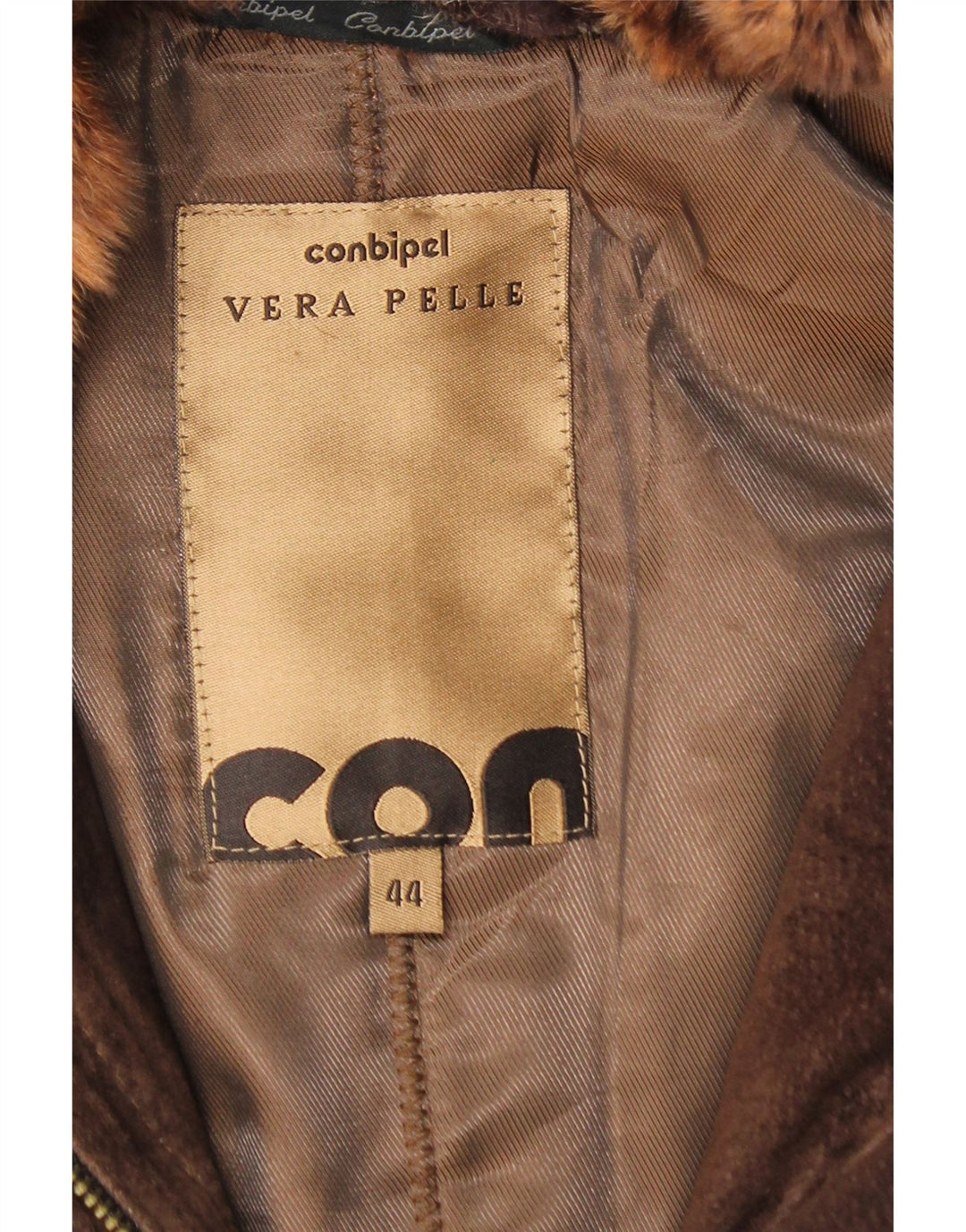 Conbipel Manteau à capuche en daim pour femme IT 44 Cuir marron moyen