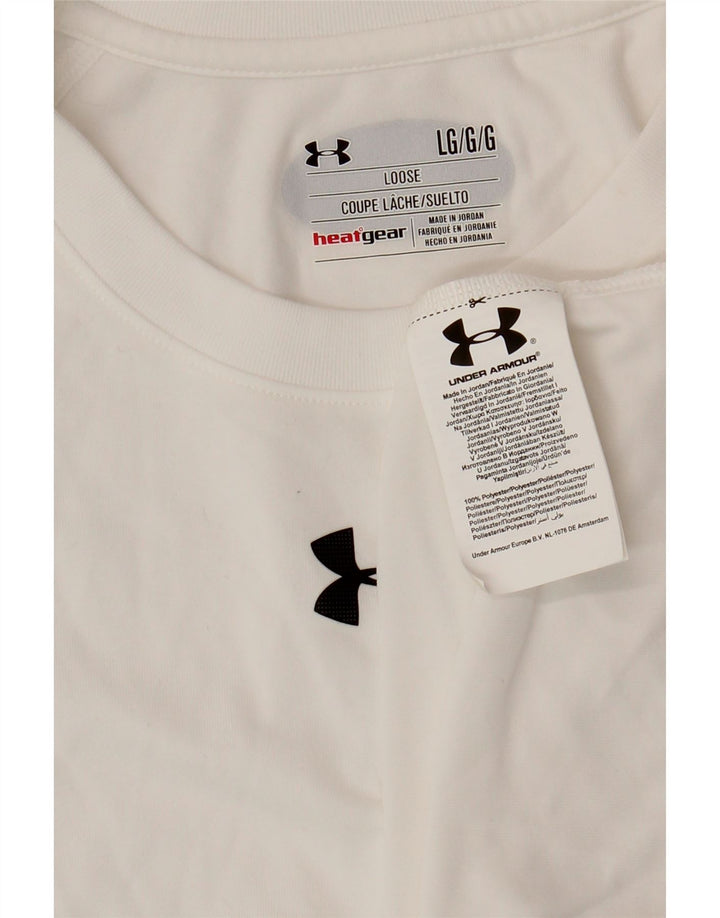 UNDER ARMOUR T-shirt Heat Gear pour hommes Grand Blanc Polyester