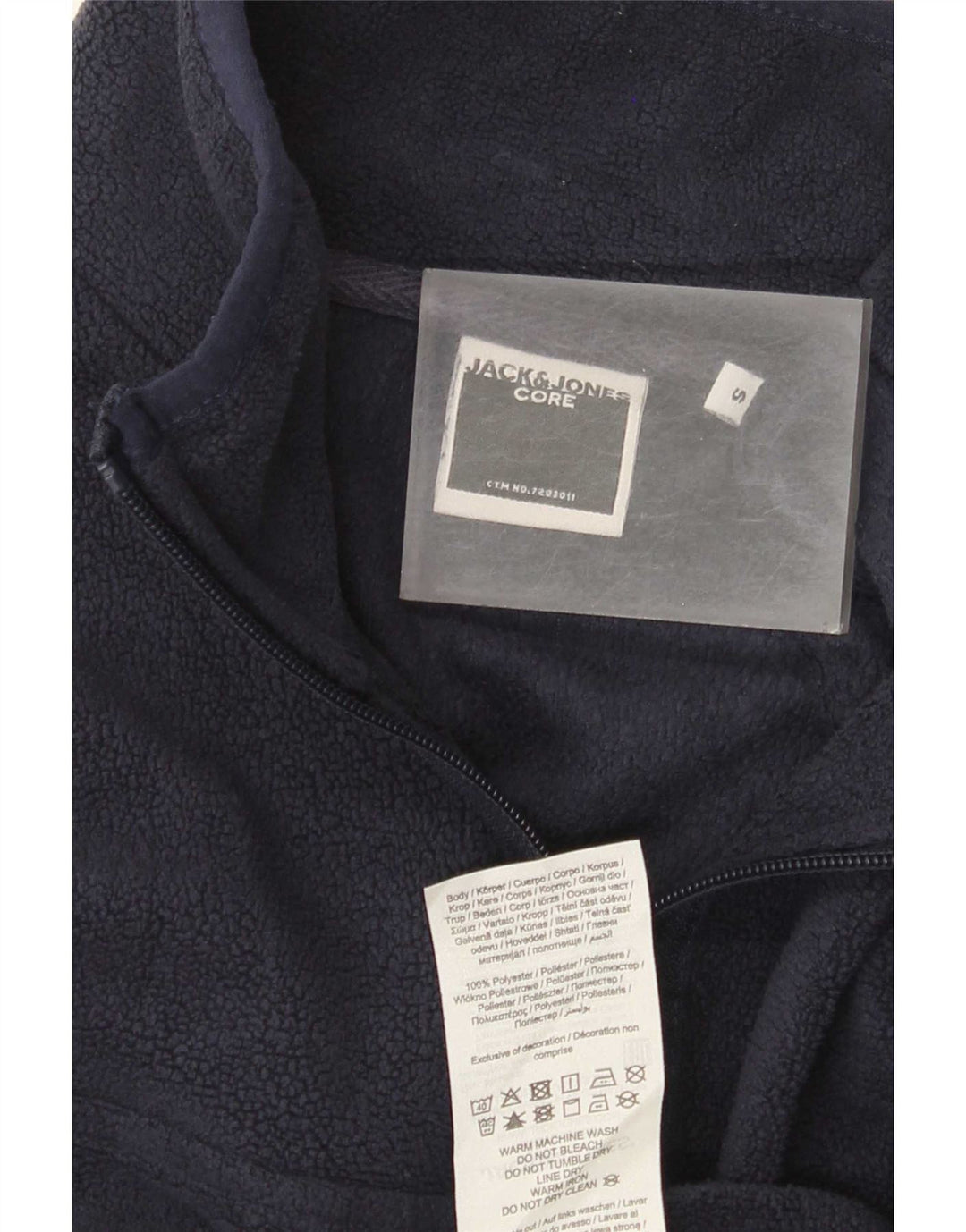 Jack & Jones Pull polaire à col zippé pour homme, petit, bleu marine, polyester