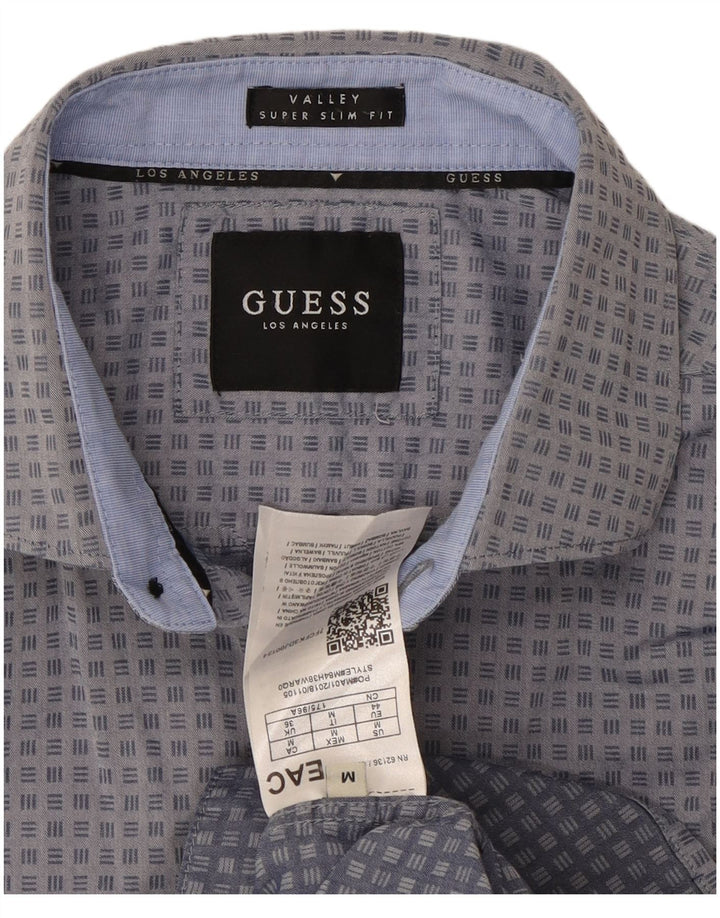 Guess Chemise Valley Super Slim Fit Homme Gris Moyen Géométrique Coton