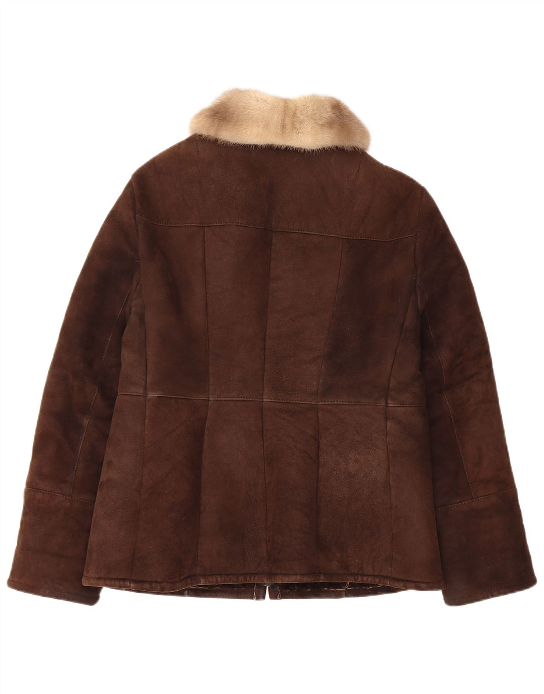 Veste Shearling Femme Vintage UK 14 Brun Moyen