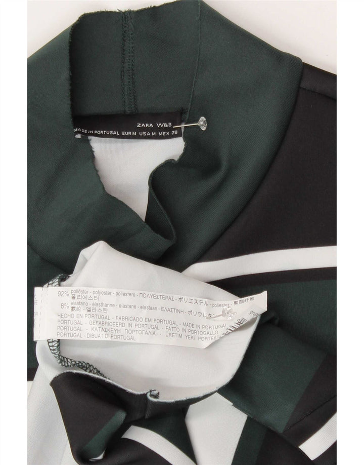 Zara Chemisier Femme Top UK 12 Polyester Colorblock Vert Moyen