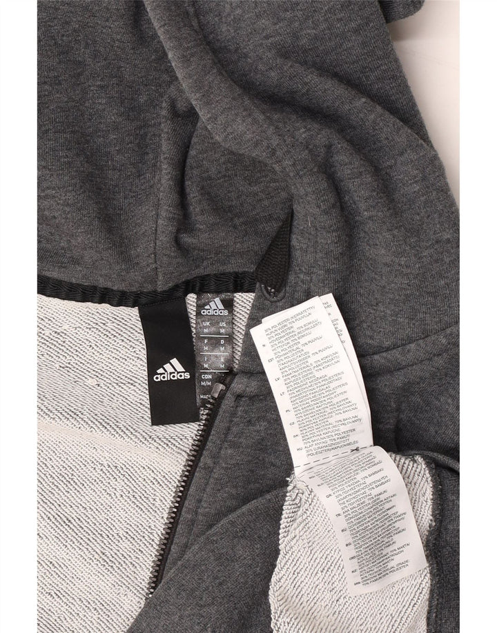 Adidas Pull à capuche zippé graphique pour homme en coton gris moyen