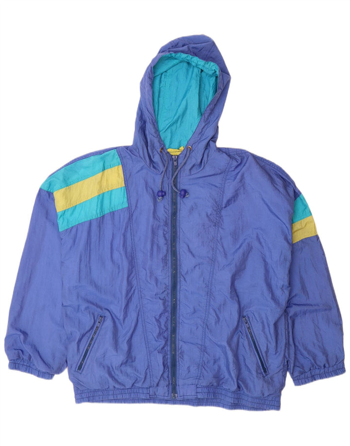 COSMOS Veste de pluie à capuche surdimensionnée pour femme UK 14 Bleu moyen Colourblock