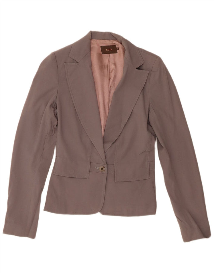 REISS Womens 1 Button Blazer Jacket UK 6 XS Grey Rayon