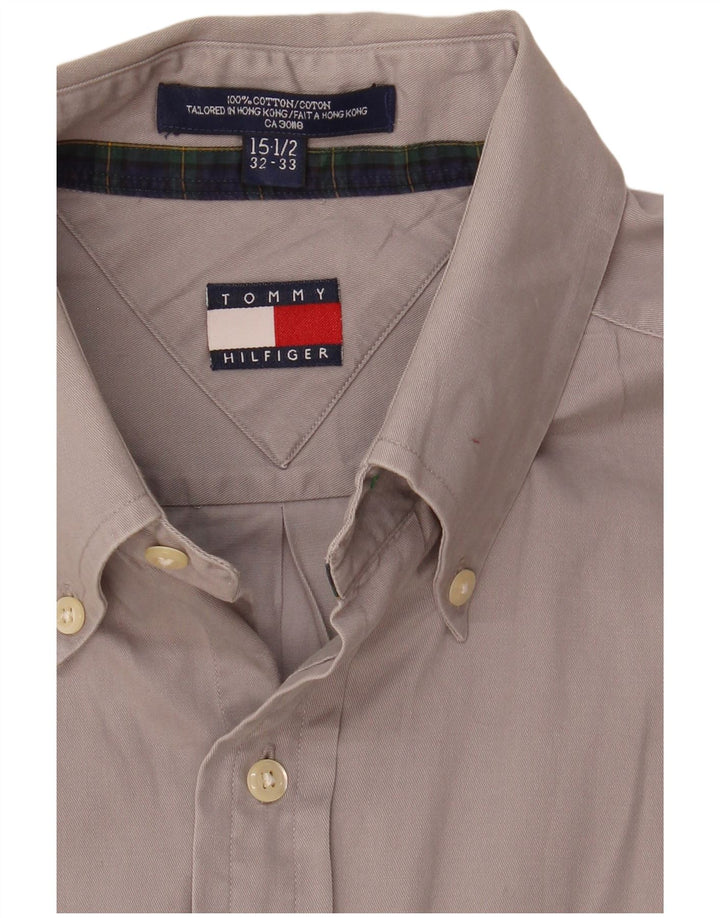 Tommy Hilfiger Chemise Homme Taille 15 1/2 Coton Gris Moyen