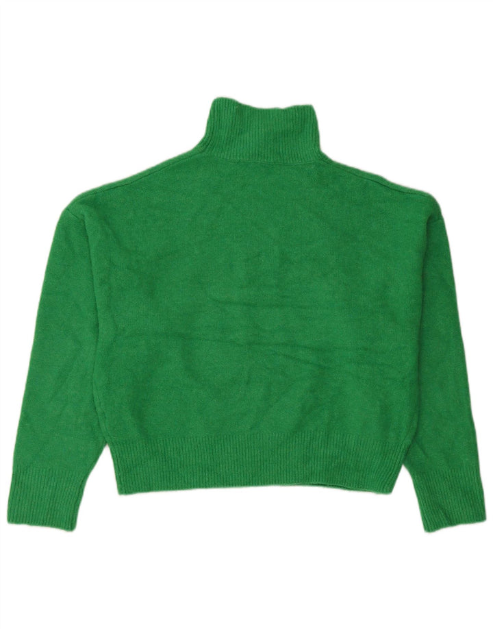 Zara Pull court surdimensionné à col roulé pour femme UK 6 XS Vert