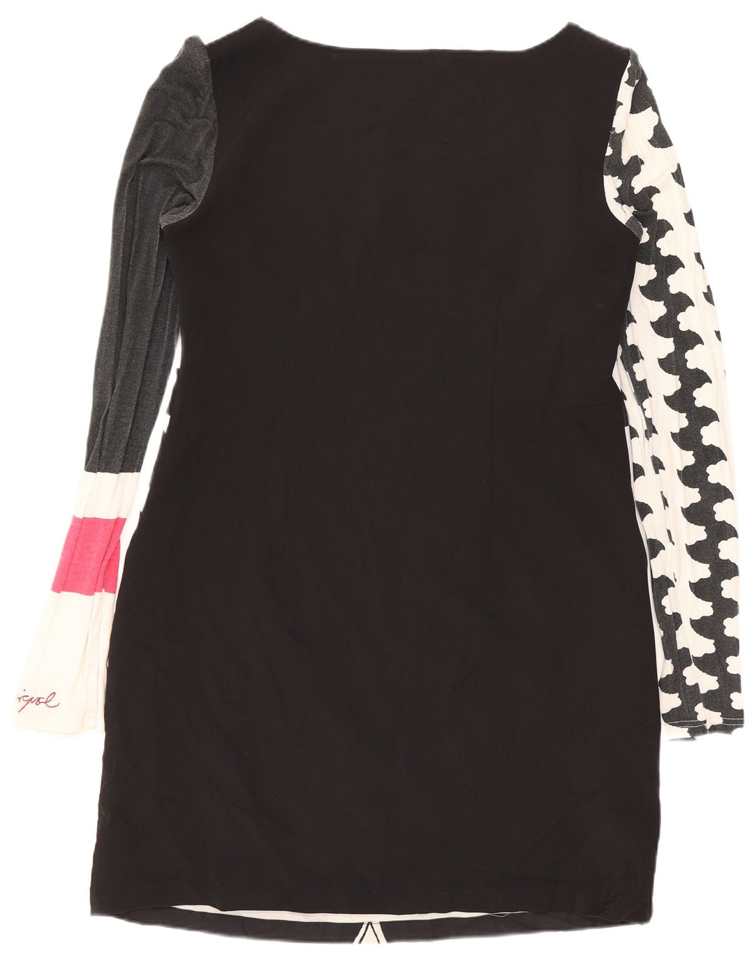 DESIGUAL Robe fourreau graphique à manches longues pour femme EU 42 Large Noir Floral