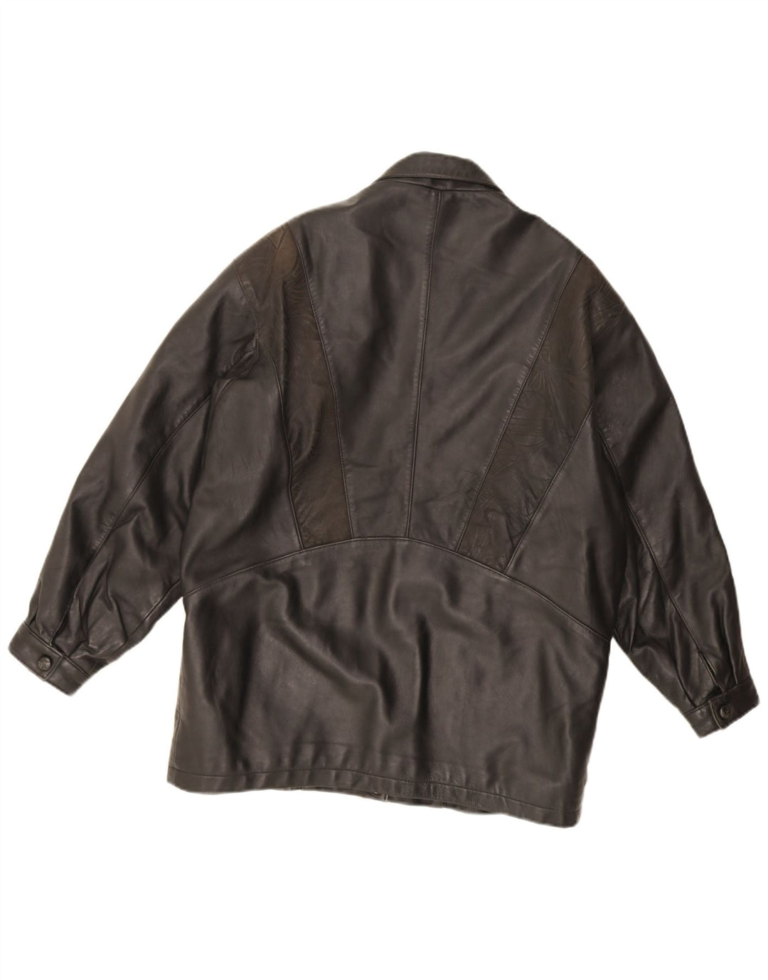 veste en cuir surdimensionnée femme vintage UK 16 Grand cuir noir