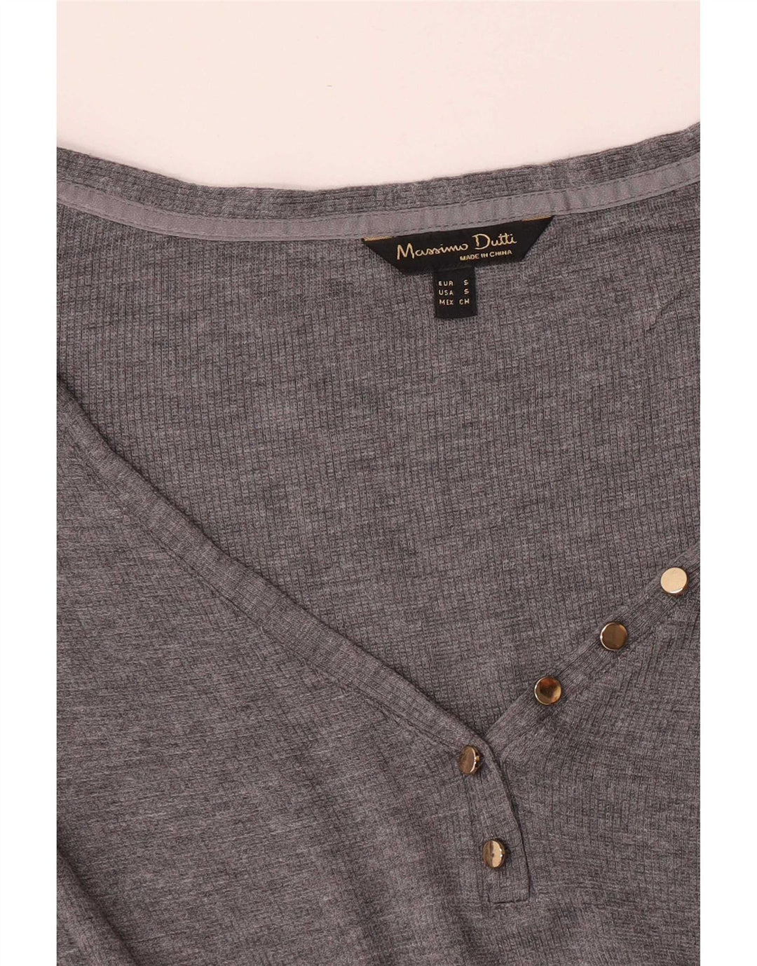 Massimo Dutti Haut à manches longues pour femme UK 10 Small Gris
