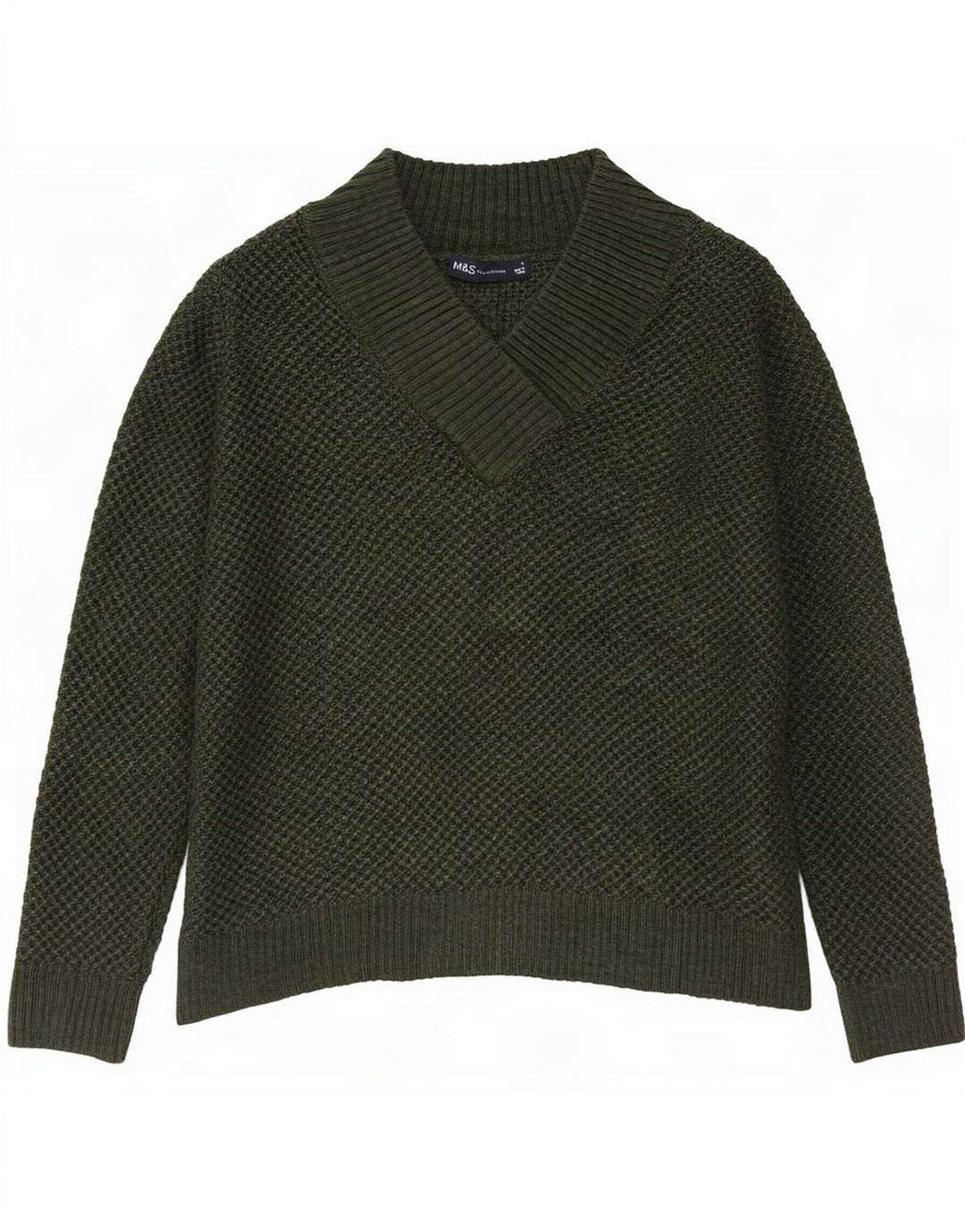 Marks & Spencer Pull col V pour homme Petit Vert Acrylique