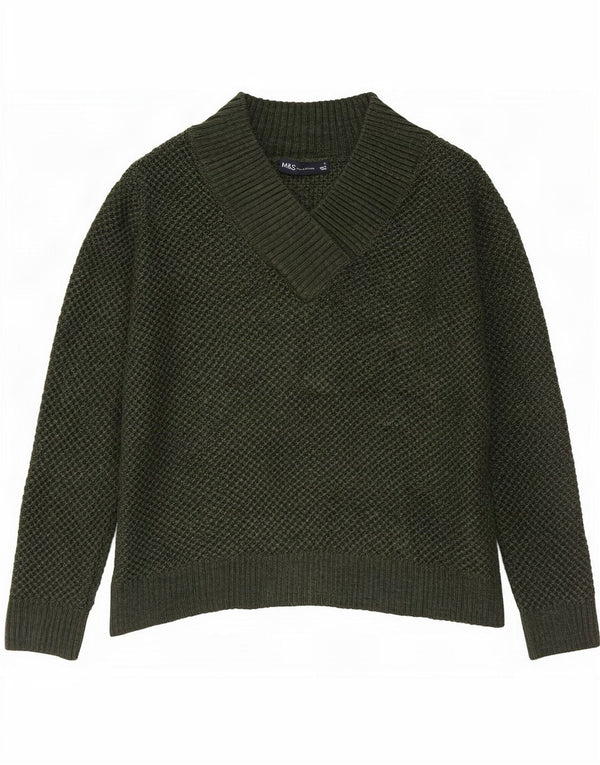 Marks & Spencer Pull col V pour homme Petit Vert Acrylique