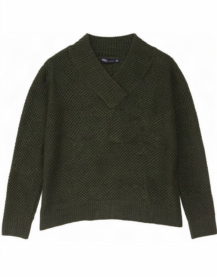 Marks & Spencer Pull col V pour homme Petit Vert Acrylique