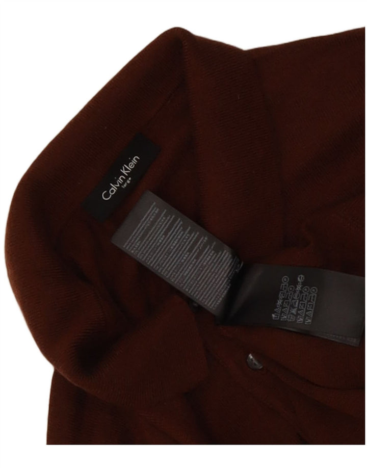 Calvin Klein Pull à col polo pour homme en laine marron Taille L