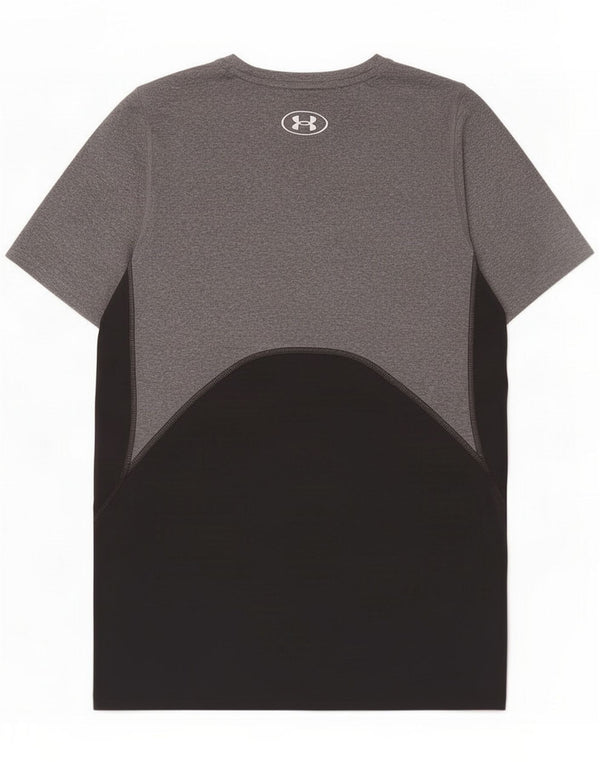 Under Armour Mens Heat Gear T-Shirt Top Small Gris Colourblock Polyester