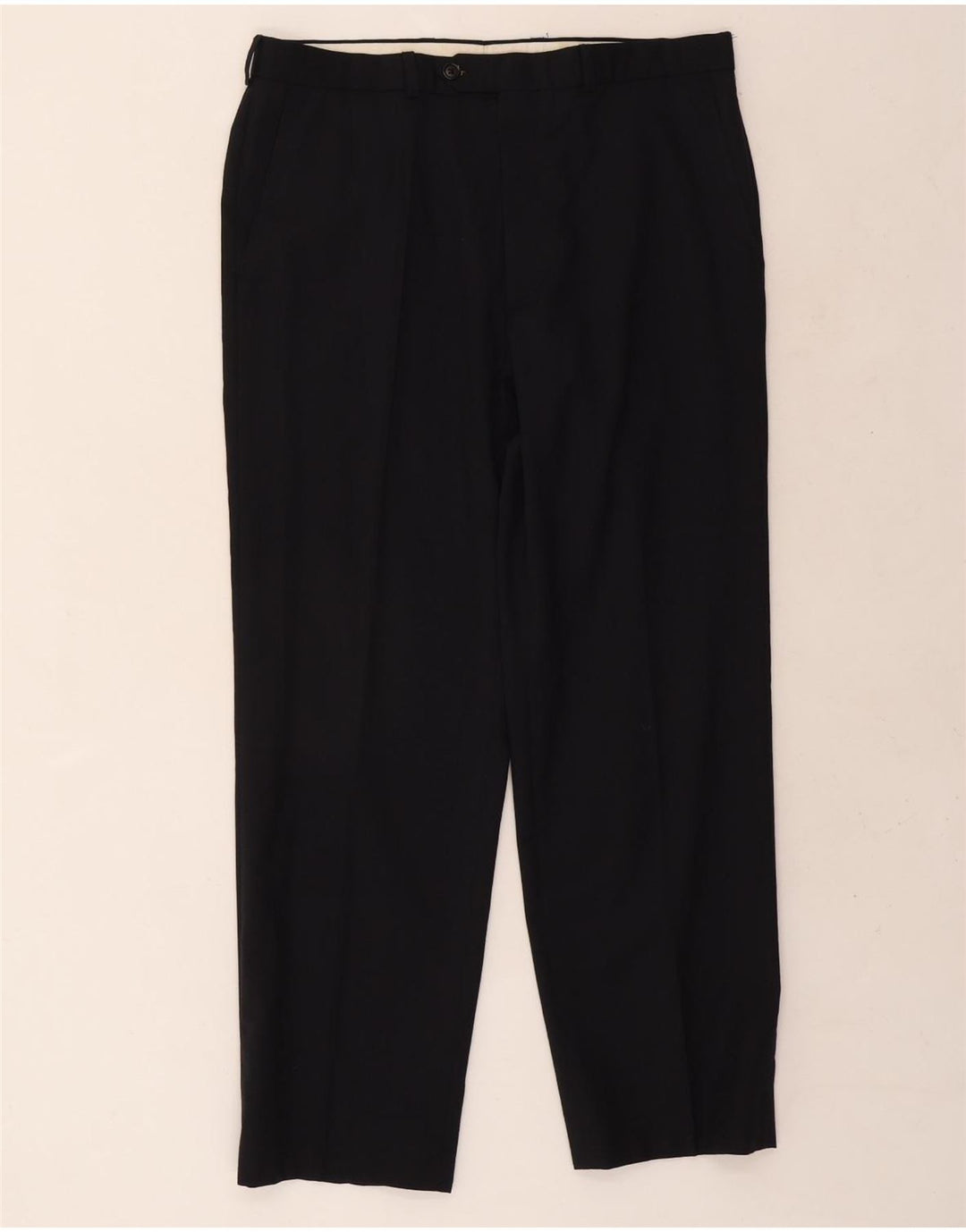 Marks & Spencer Pantalon de Costume Droit Homme W34 L29 Bleu Marine Laine
