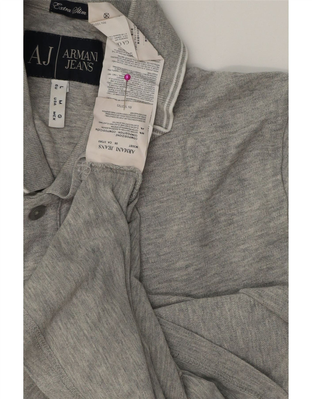 Armani Jeans Polo Extra Slim Fit Homme Gris Moyen Coton