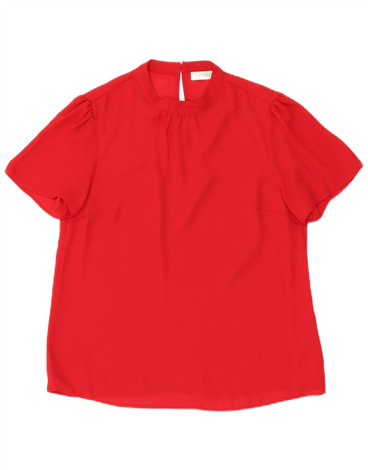 Oasis Chemisier Femme UK 12 Rouge Moyen Polyester