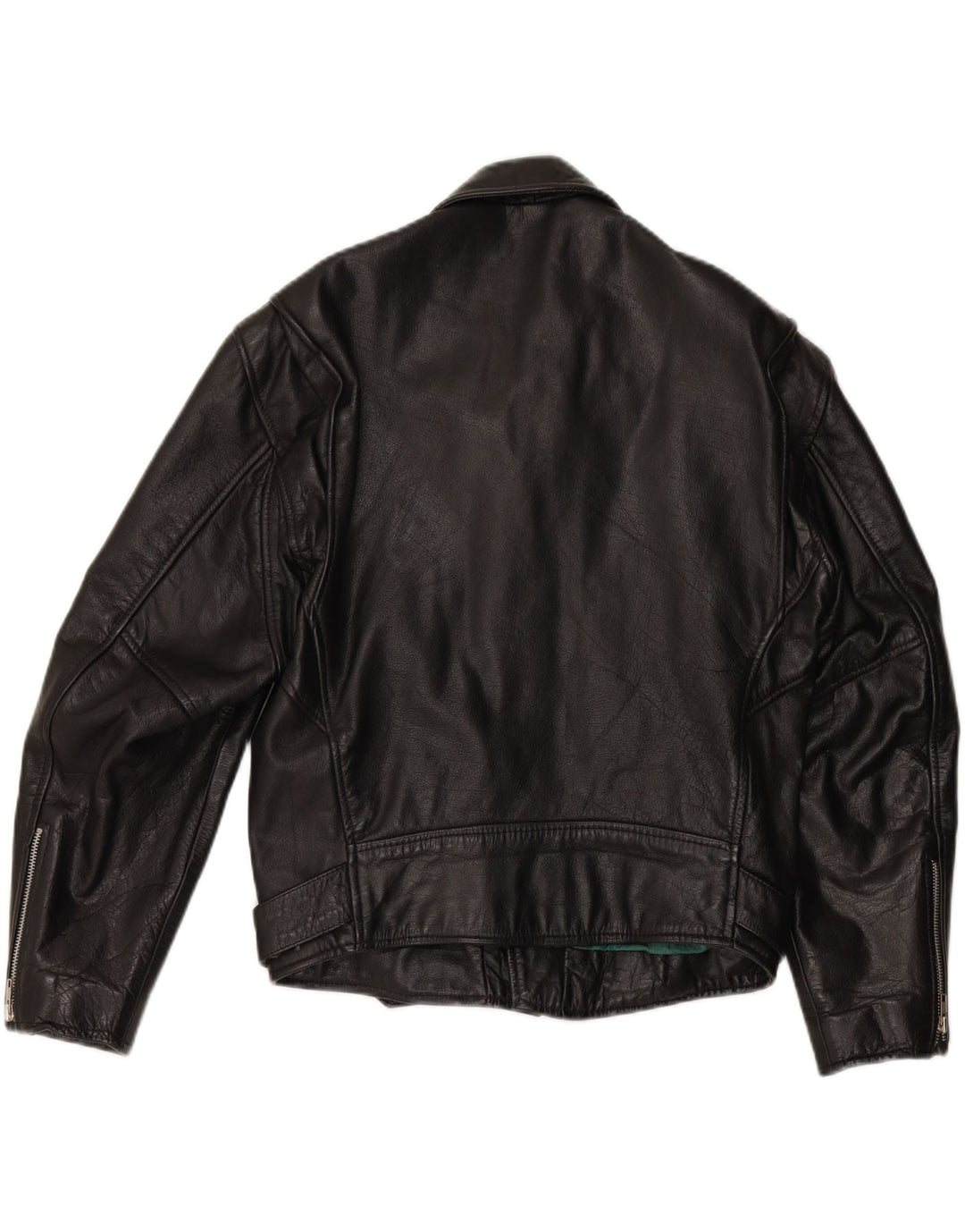 BERTO LUCCI Veste de motard en cuir pour homme UK 36 Petit cuir noir