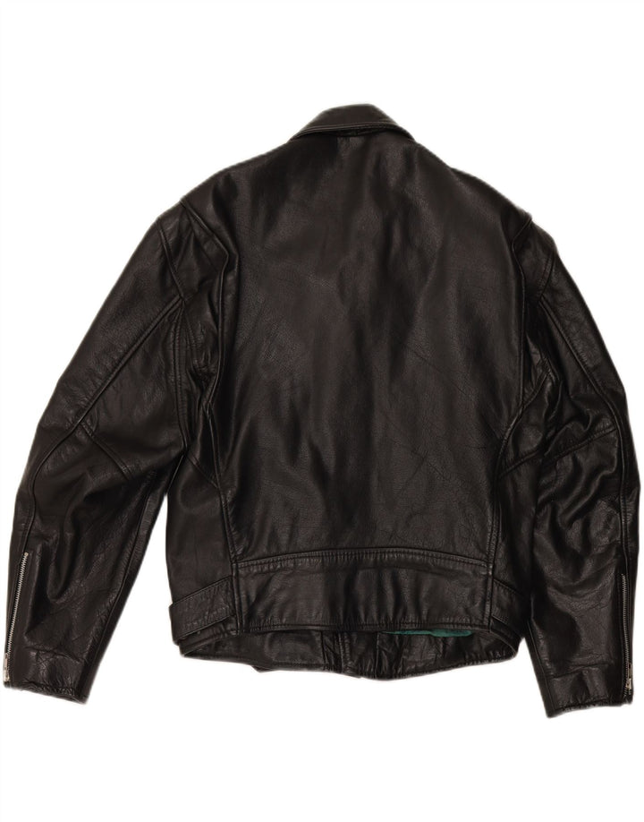 BERTO LUCCI Veste de motard en cuir pour homme UK 36 Petit cuir noir