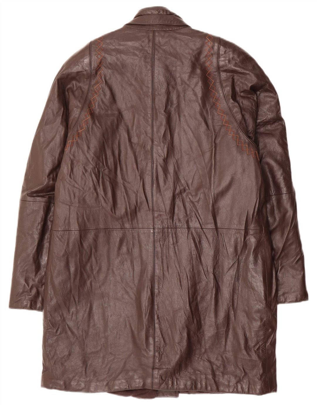 VINTAGE Manteau en cuir femme UK 14 Marron moyen