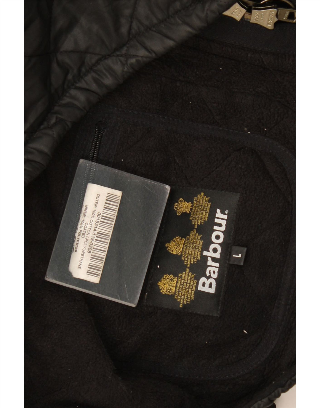 Barbour Veste matelassée pour homme UK 40 Grand coton noir