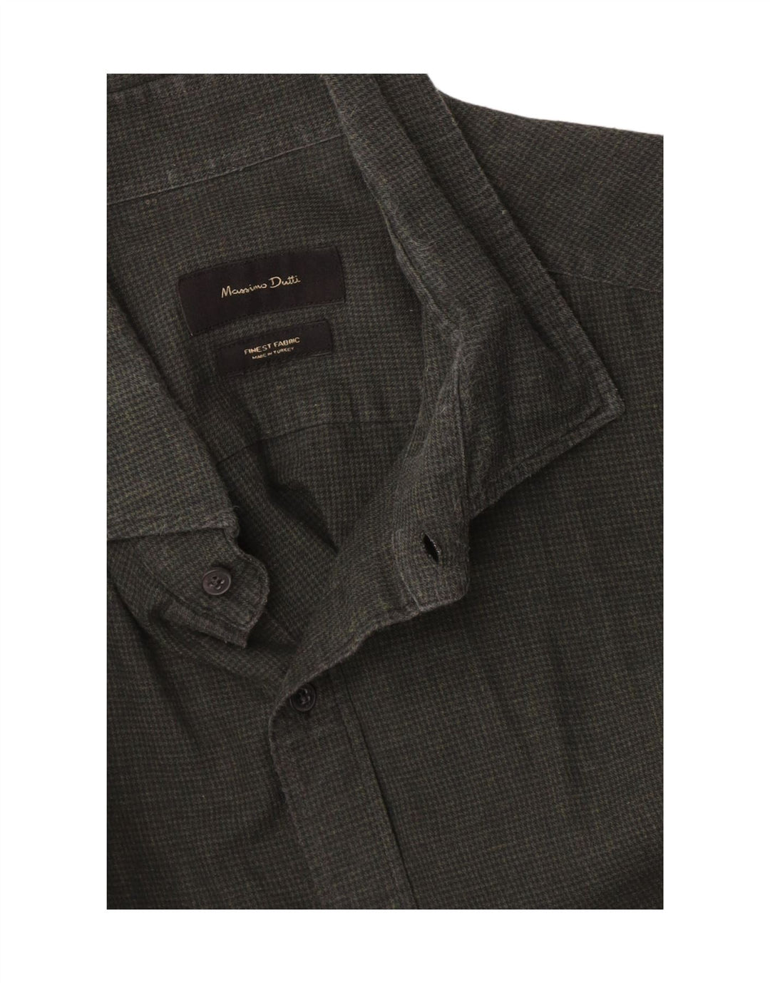 Massimo Dutti Chemise Homme Vert Moyen Pied-de-Poule
