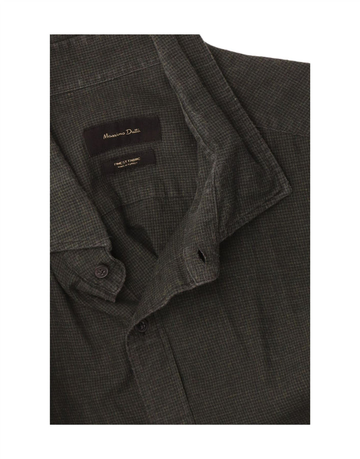 Massimo Dutti Chemise Homme Vert Moyen Pied-de-Poule