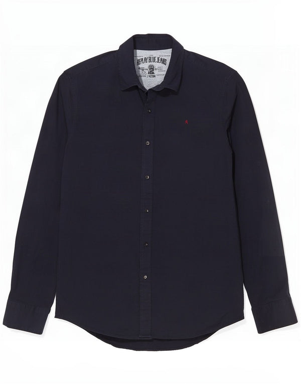 Replay Chemise Homme Bleu Marine Moyen Coton