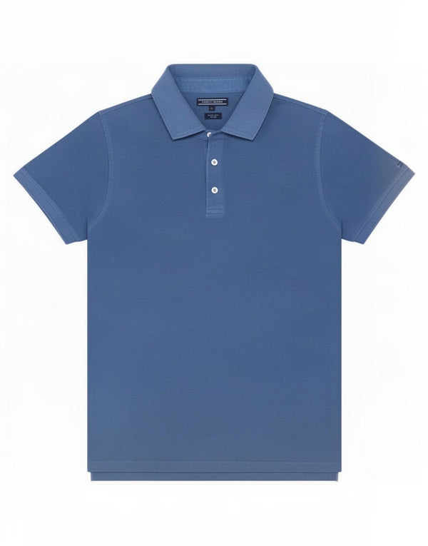 Tommy Hilfiger Polo coupe ajustée teint en pièce pour homme en coton bleu moyen