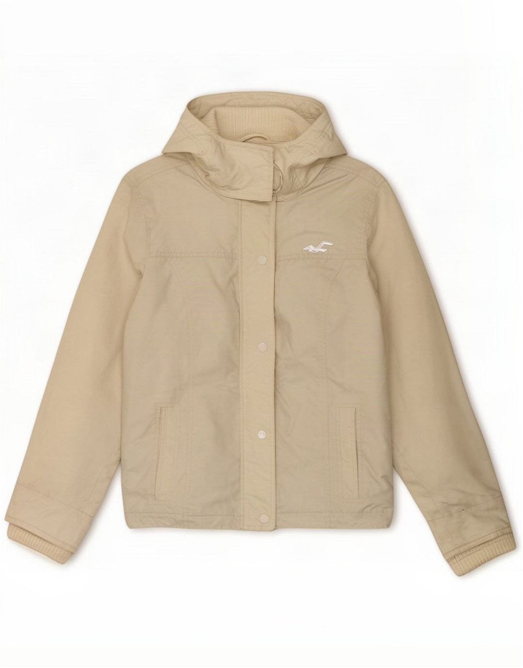 Veste coupe-vent Hollister pour femme UK 14 Large Blanc Polyester