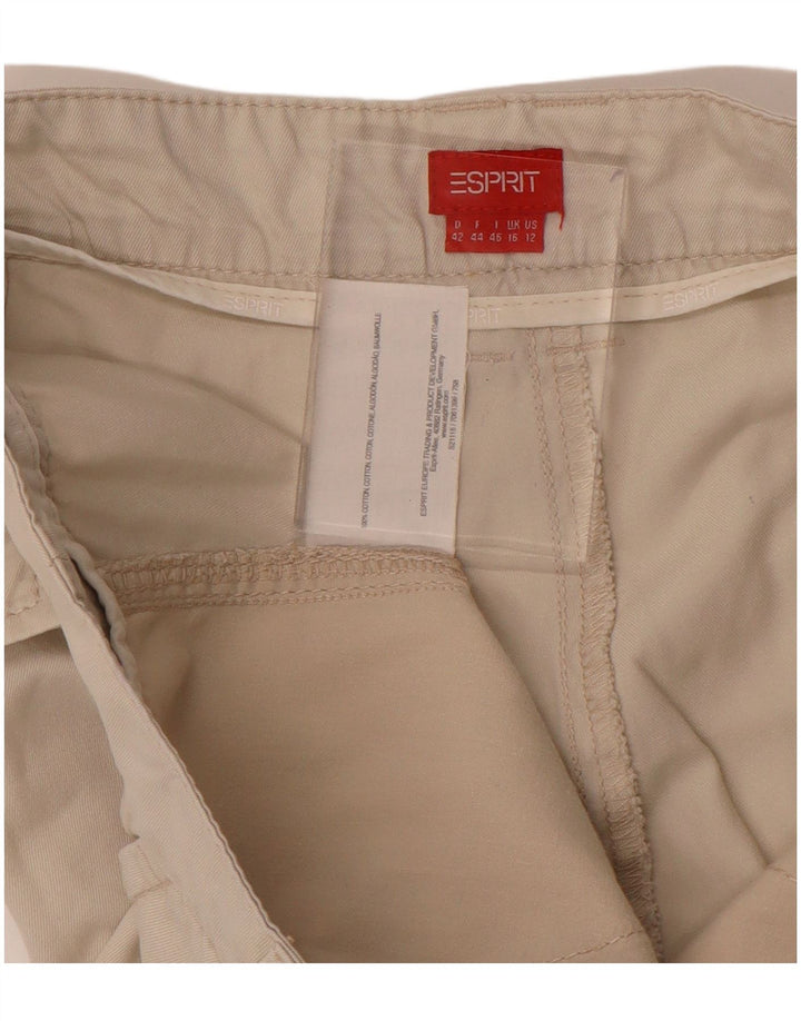 ESPRIT Pantalon court droit pour femme UK 16 Large W34 L26 Coton Beige