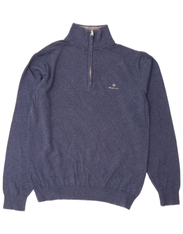 Gant Homme Pull Col Zippé Petit Bleu Coton