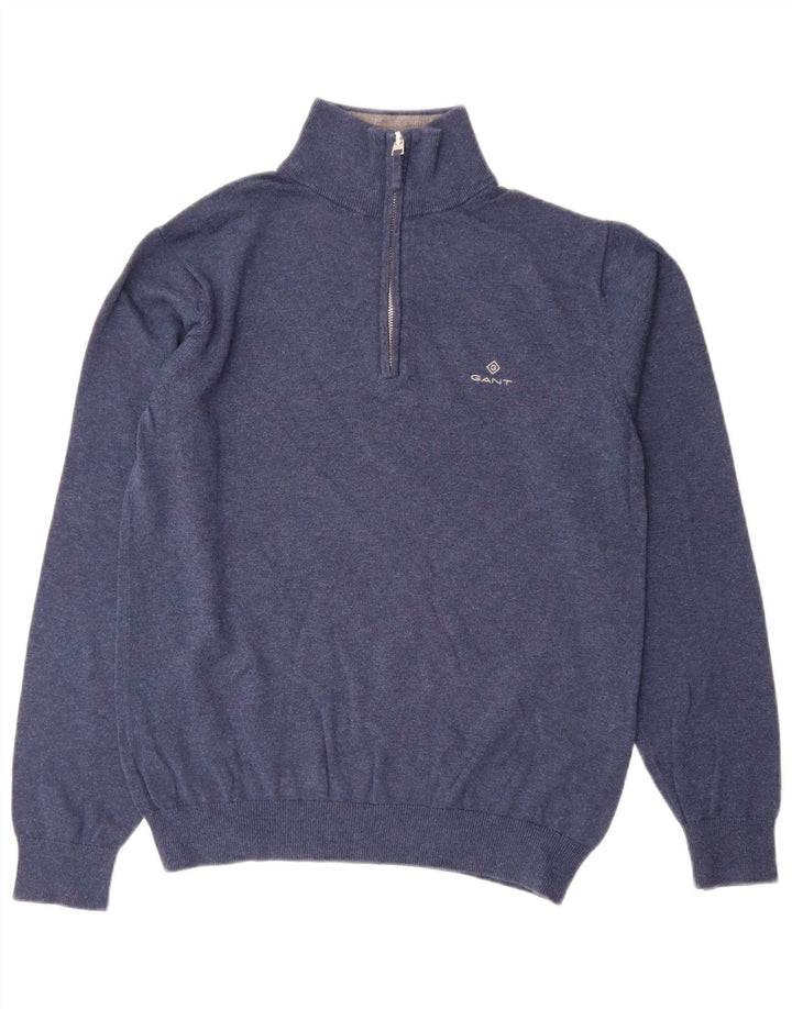 Gant Homme Pull Col Zippé Petit Bleu Coton