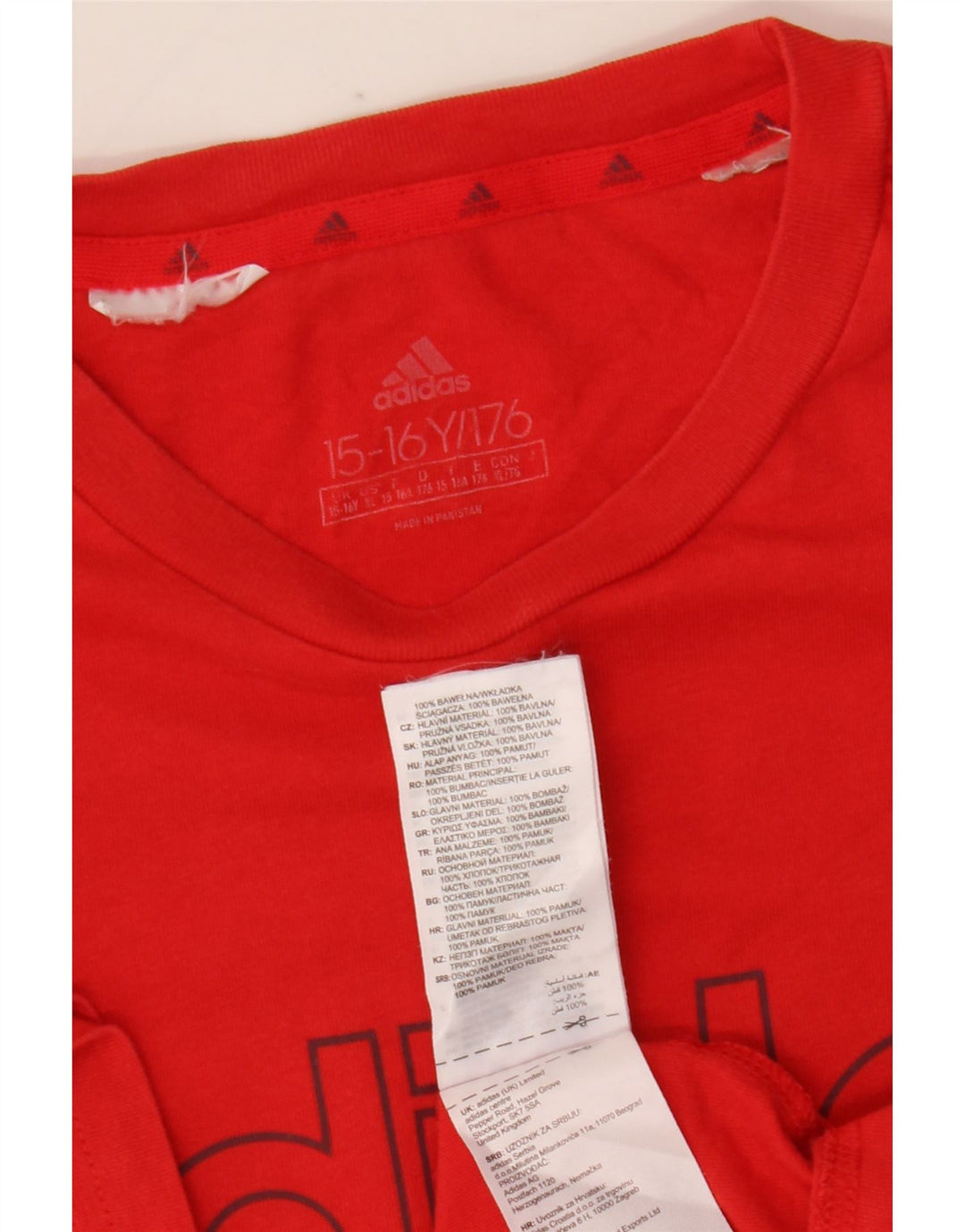Adidas T-Shirt Graphique Garçon 15-16 ans Rouge Coton