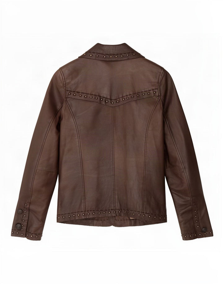 David Moore Veste en cuir pour femme UK 12 Marron moyen