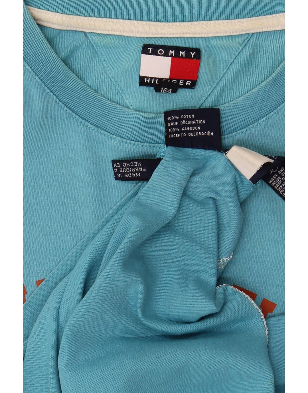 TOMMY HILFIGER T-Shirt Graphique Garçon 13-14 ans Bleu Coton
