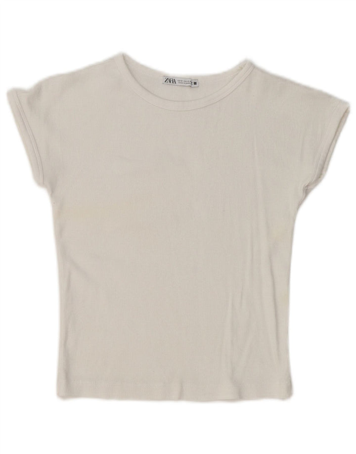 Zara T-Shirt Femme Top UK 10 Petit Blanc