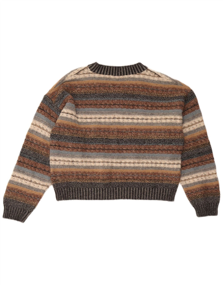 Stefanel Pull col V pour femme UK 14 Large Rayé Multicolore