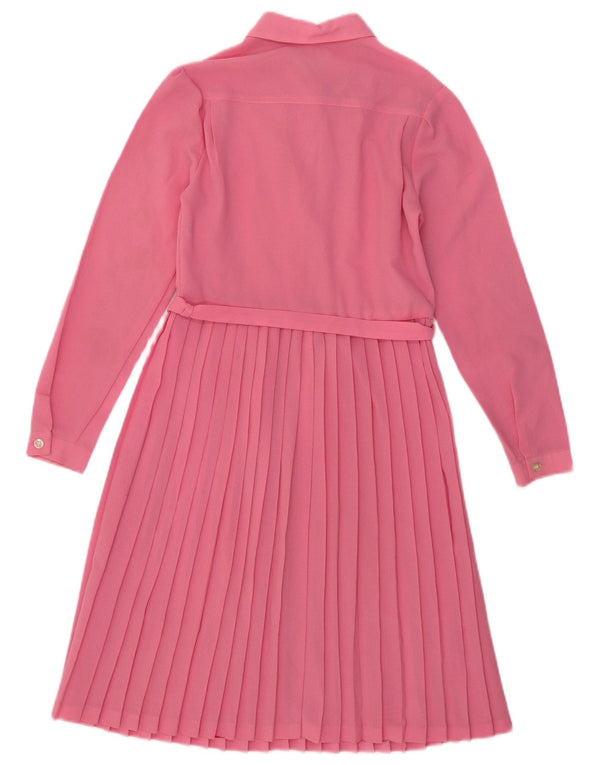 Vintage Womens Long Sleeve A-Line Dress UK 10 Small Pink