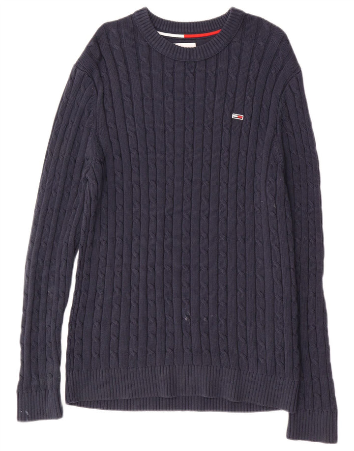 TOMMY HILFIGER Pull Graphique Ras du Cou Homme Bleu Marine Moyen